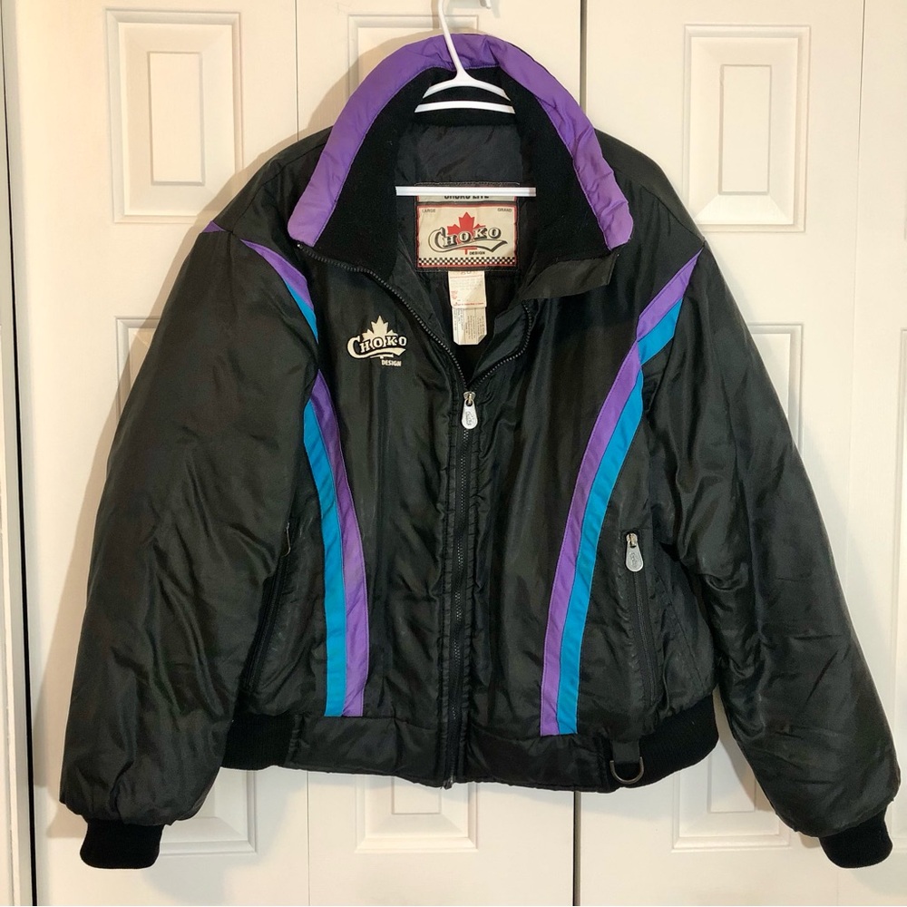Vintage Choko Lite Snowmobile Jacket Men’s Large Bomber Black Sled Winter EUC